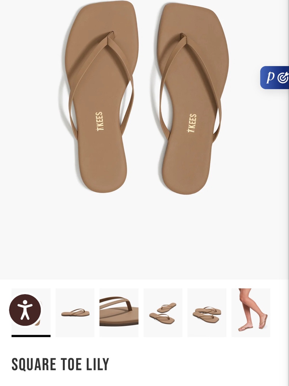 TKEES Square Toe Lily Flip Flop Sandal — Tan Brown